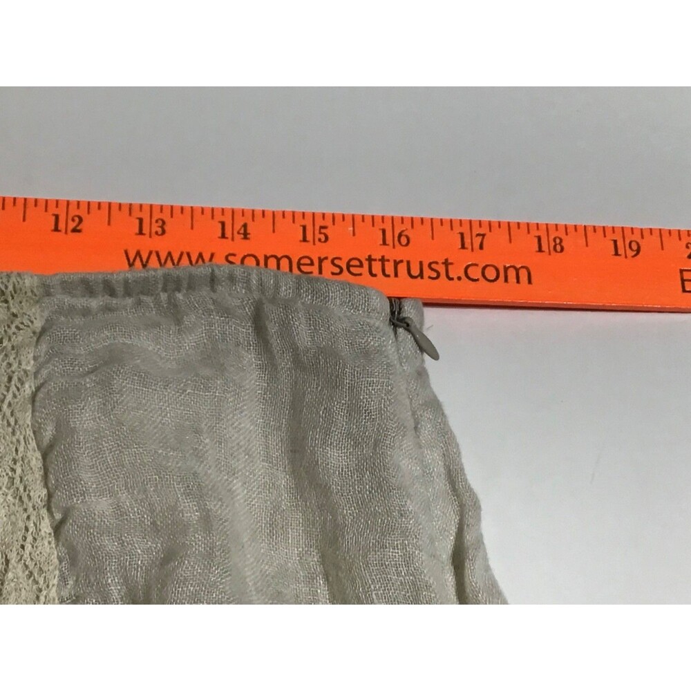 Eileen Fisher Linen Skirt Womens Med Beige Milkmaid Fairy Grunge Y2K Fringed Hem - Picture 13 of 16